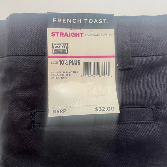 French Toast Navy Blue Adjustable-Waist Straight-Leg Uniform Pants, NWT 10.5+ - Picture 3 of 9